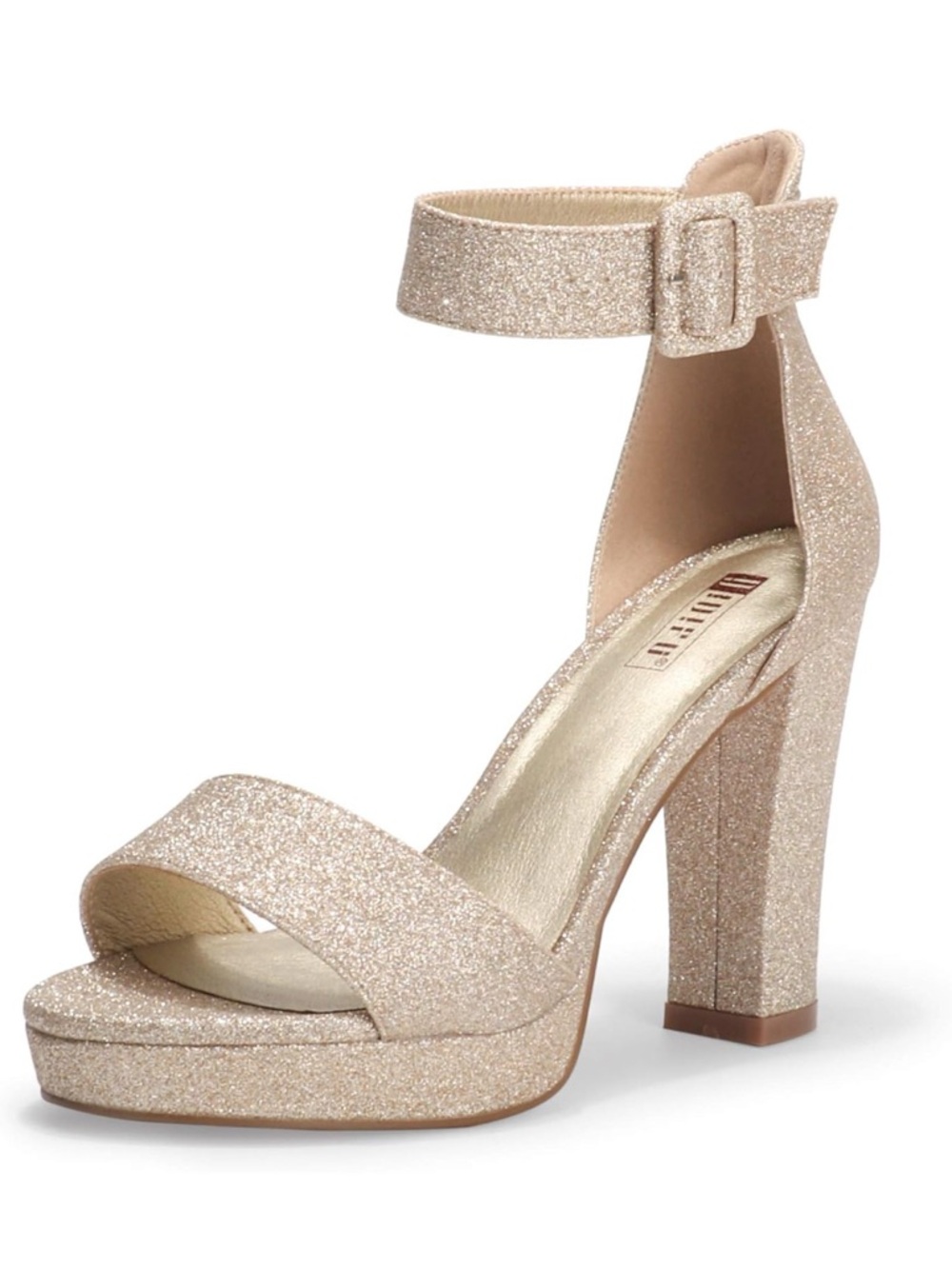 Idifu Glitter Ankle-Strap Platform Sandal - Blush Gold size 9